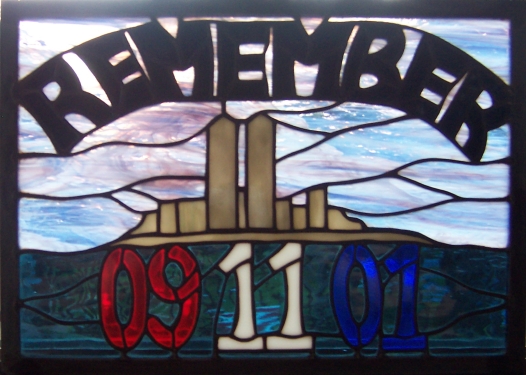 Custom Stained Glass 911 Panel