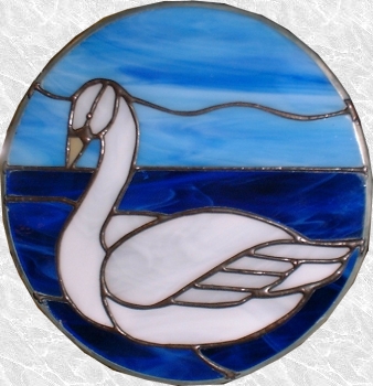 stained glass swans
