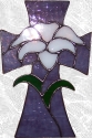 Stained Glass Cross With Lily Suncatcher